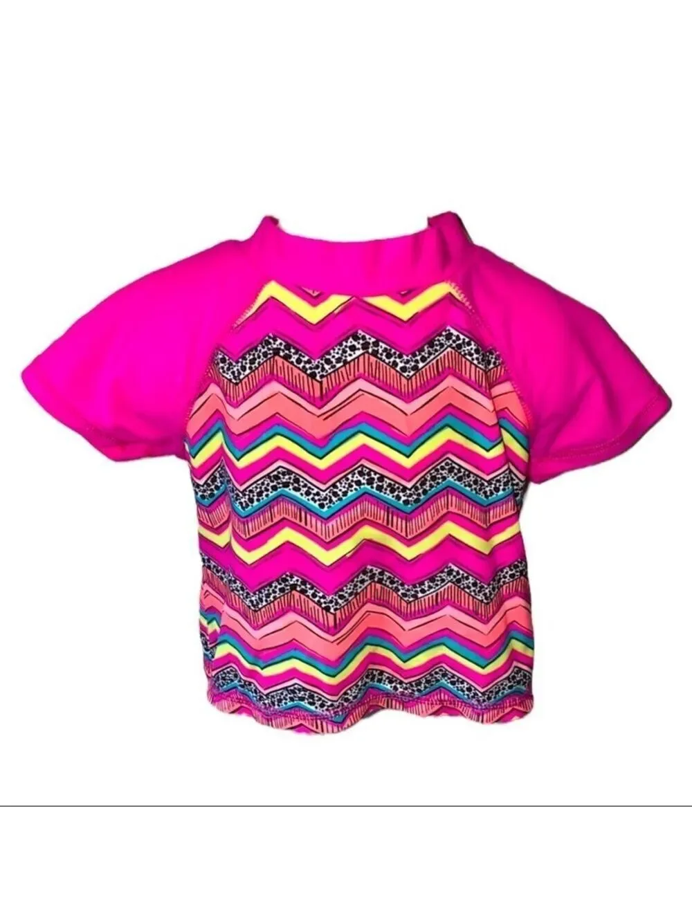 Joe Boxer Girl’s Size 3T Pink Geometric Swim Rash Guard Top